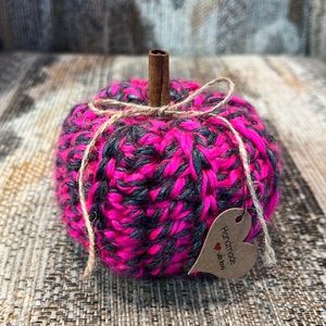 Crochet Hot Pink & Grey Pumpkin
